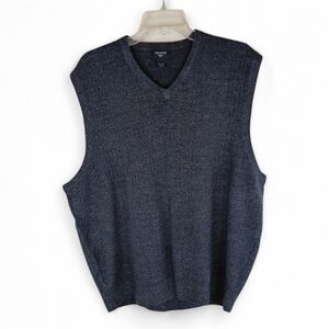 DOCKERS Men's Vintage Sweater Vest 2X Acrylic Navy Ribbed Office Casual